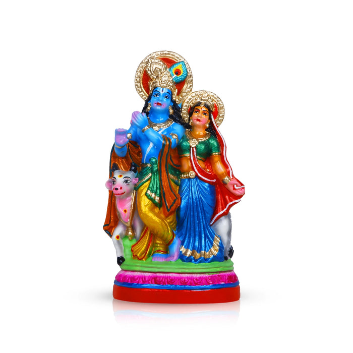 Radha Krishna Clay Golu Bommai - 10 x 6 Inches | Giri Golu Doll/ Navaratri Golu Bomma/Gombe/Bommai