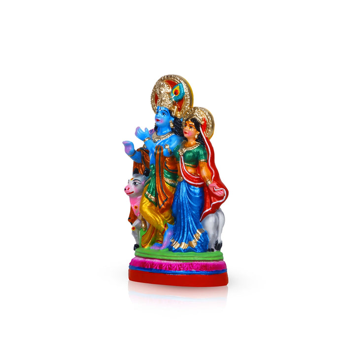 Radha Krishna Clay Golu Bommai - 10 x 6 Inches | Giri Golu Doll/ Navaratri Golu Bomma/Gombe/Bommai
