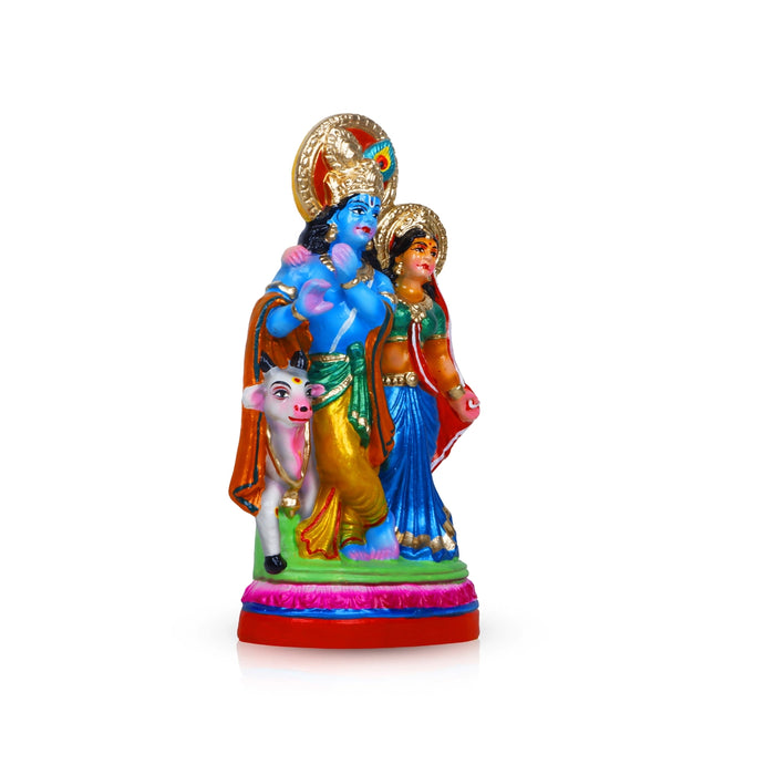 Radha Krishna Clay Golu Bommai - 10 x 6 Inches | Giri Golu Doll/ Navaratri Golu Bomma/Gombe/Bommai