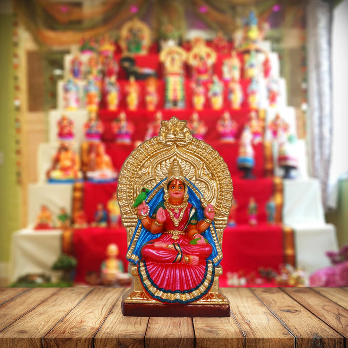 Sringeri Sharadambal Clay Golu Bommai - 10 x 6 Inches | Giri Golu Doll/ Navaratri Golu Bomma/Gombe/Bommai