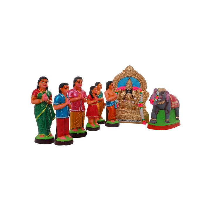 Manakula Vinayagar Clay Golu Bommai Set - 10 x 7.5 Inches | Giri Golu Doll/ Navaratri Golu Bomma/Gombe/Bommai
