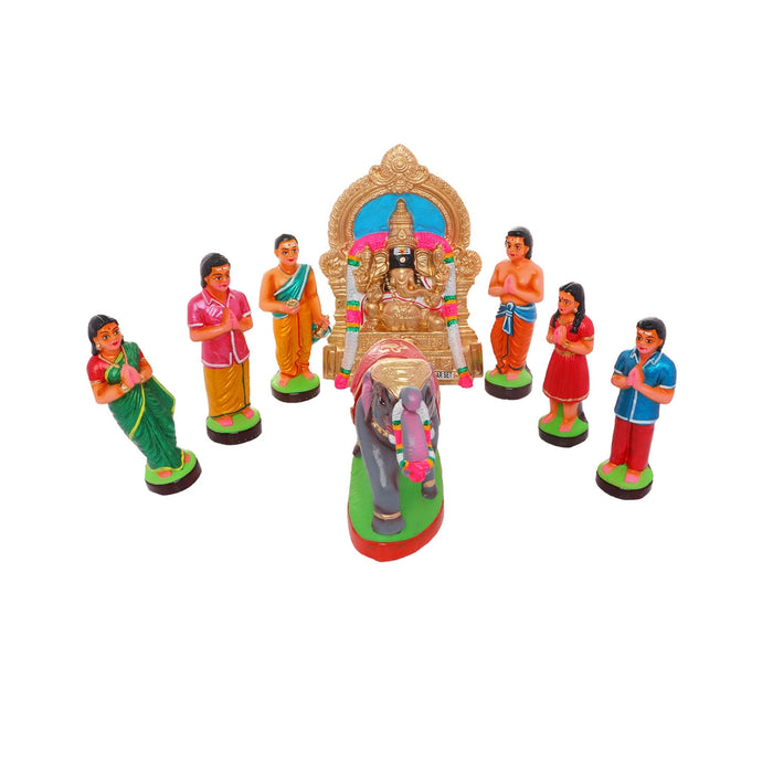 Manakula Vinayagar Clay Golu Bommai Set - 10 x 7.5 Inches | Giri Golu Doll/ Navaratri Golu Bomma/Gombe/Bommai