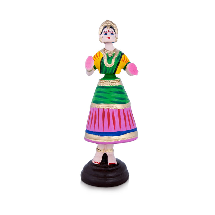 Dancing Doll Paper Mache Golu Bommai - 10 x 3.5 Inches | Giri Golu Doll/ Navaratri Golu Bomma/Gombe/Bommai