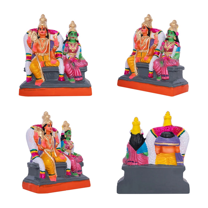 Arupadai Veedu Murugan Statue Clay Golu Bommai Set- 8X7 Inches | Navratri Gombe/Giri Golu Doll For Navaratri Decor