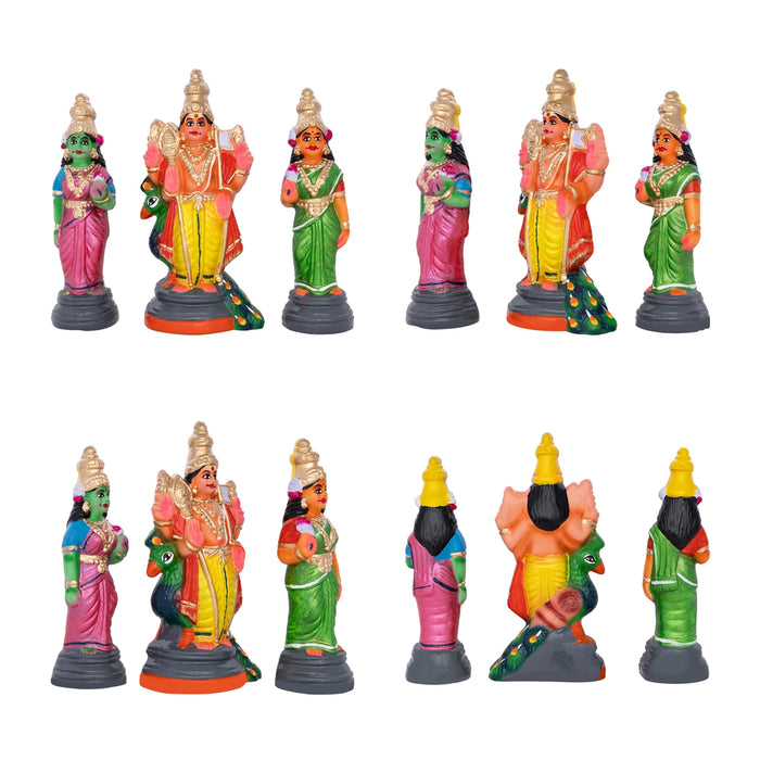 Arupadai Veedu Murugan Statue Clay Golu Bommai Set- 8X7 Inches | Navratri Gombe/Giri Golu Doll For Navaratri Decor