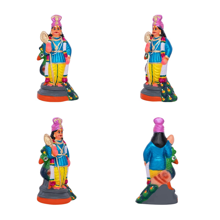 Arupadai Veedu Murugan Statue Clay Golu Bommai Set- 8X7 Inches | Navratri Gombe/Giri Golu Doll For Navaratri Decor