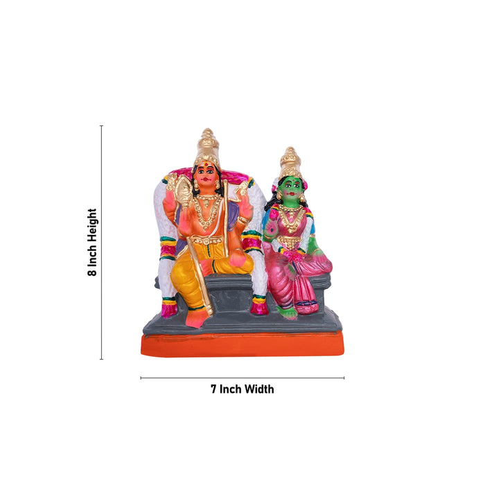 Arupadai Veedu Murugan Statue Clay Golu Bommai Set- 8X7 Inches | Navratri Gombe/Giri Golu Doll For Navaratri Decor