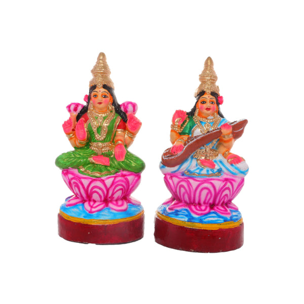 Lakshmi Saraswati Pair - 10 Inch | GiriAus Golu Doll/ Clay/ Laxmi/ Saraswathi/ Navratri Bommai/ Gifts