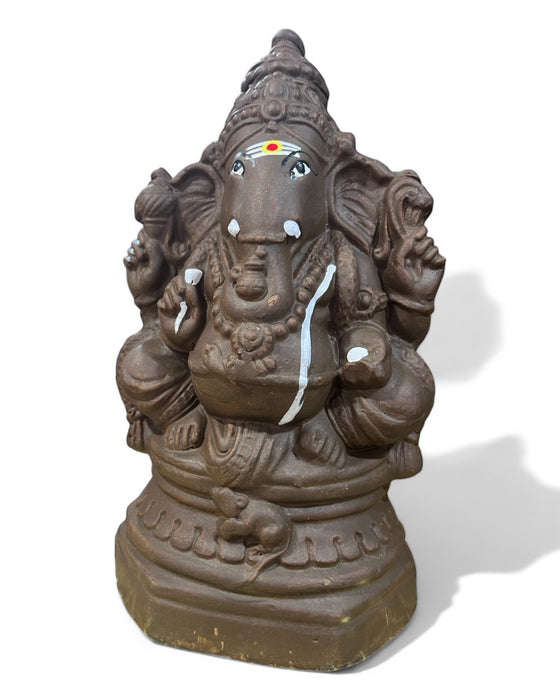 Eco Friendly Ganapati Idol - 10.5 x 6 Inches | Clay Ganesha Idol/ Ganesh Chaturthi Decoration