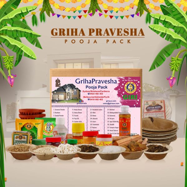GiriAus Griha Pravesh Pooja Pack | Greh Pravesh Pooja Samagri Kit/ House Warming Homam Set for Hawan and Rituals