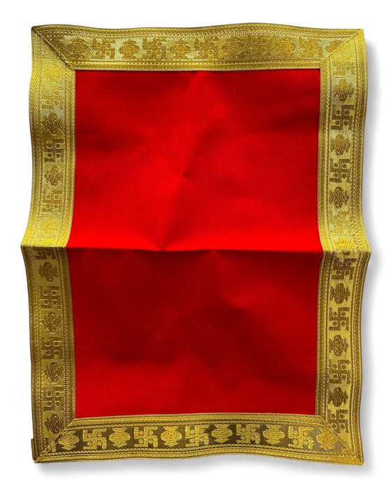 Asan Mat - 10 x 14 Inches | Aasan Mat/ Puja Mat for Deity/ Velvet with Jari Border