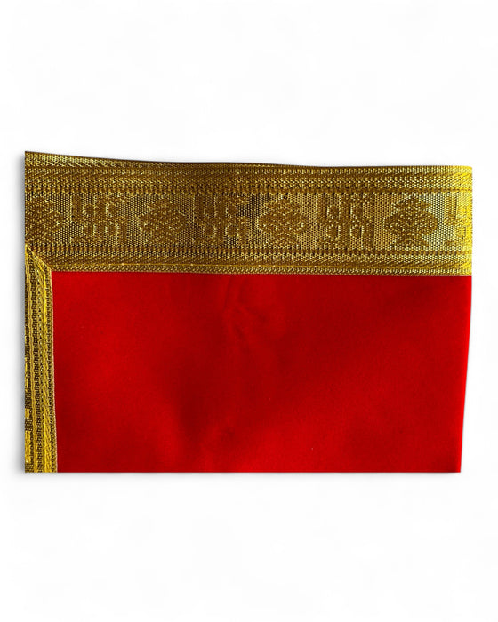 Asan Mat - 10 x 14 Inches | Aasan Mat/ Puja Mat for Deity/ Velvet with Jari Border