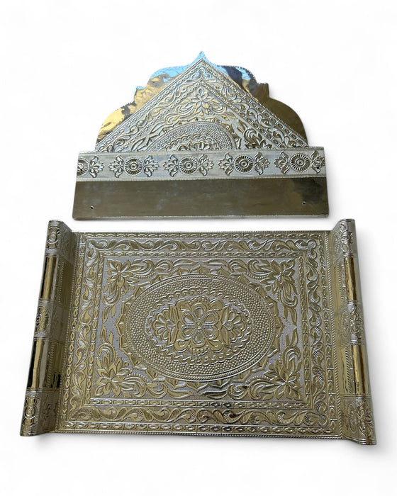 Silver/ Gold Finish Simhasan - 10 x 15 Inches | Deity Aasan/ Chowki/ Bajot for Pooja Mandir