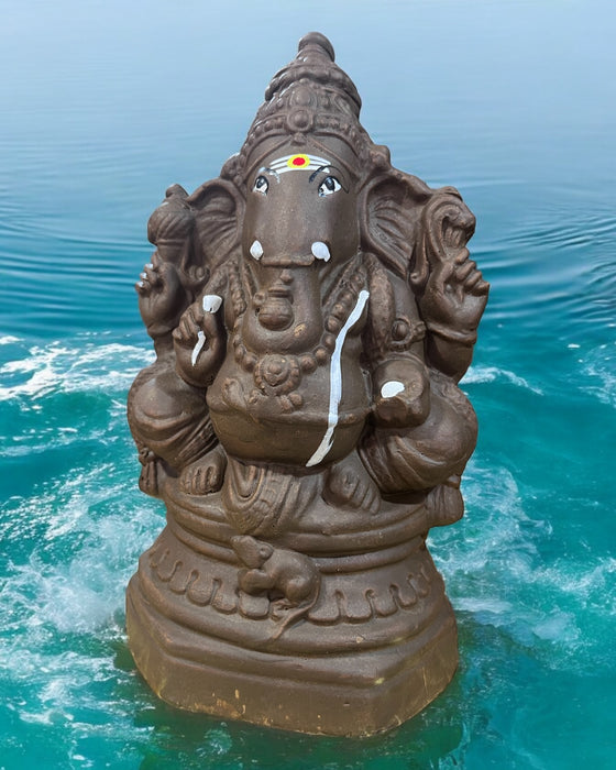 Eco Friendly Ganapati Idol - 10.5 x 6 Inches | Clay Ganesha Idol/ Ganesh Chaturthi Decoration