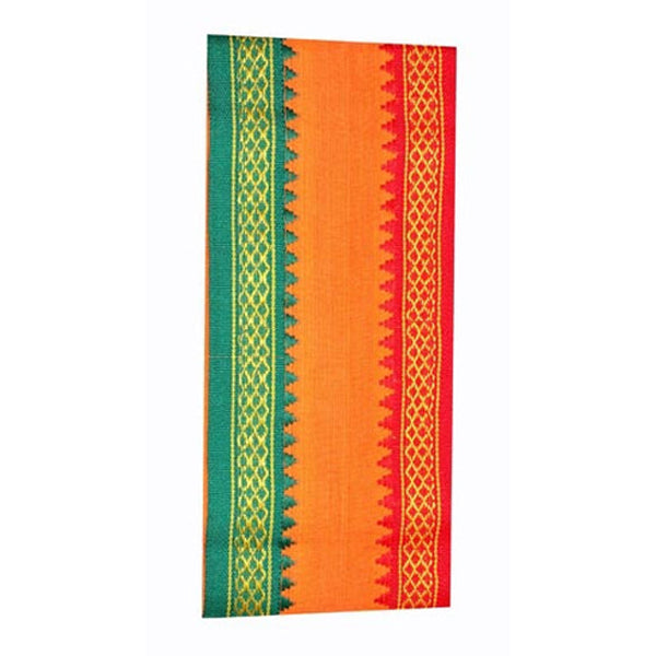 Angavastra - 32 x 64 Inch | Thalapathi Border Towel for Men/ Orange Uthriyam/ Kasavu Shawl
