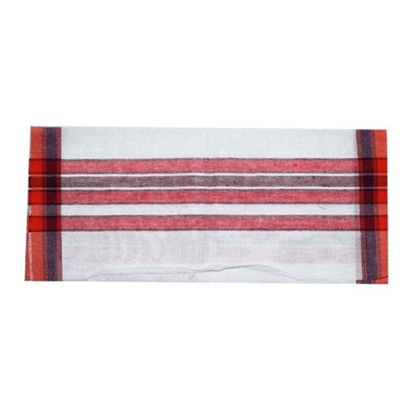 Pillaiyar Vastra - 14 x 18 Inch | Cotton Angavastra/ Ganapathi Towel/ Half White with Red Colour