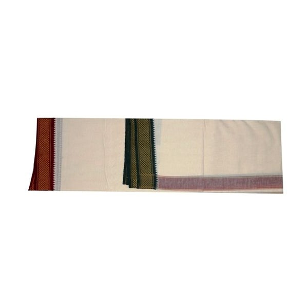 White Veshti-5 kan Jari Half Bleach-365 Mts