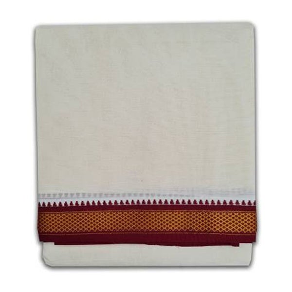 White Veshti-5 kan Jari-Half Bleach