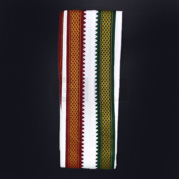 Angavastra - 4 Yards | Thalapathi Border Design Towel/ Uthriyam/ Kasavu Shawl for Men/ White Colour