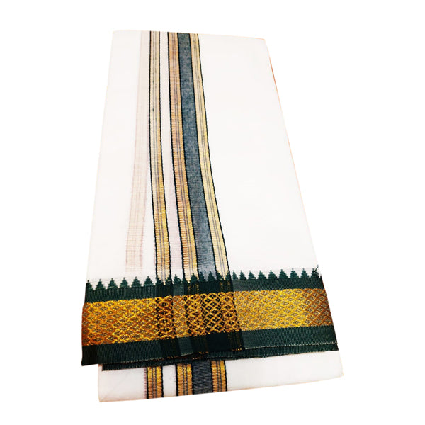 Angavastra | 5 Mayilkan Border Towel/ Uthriyam/ Kasavu Shawl for Men/ White Colour