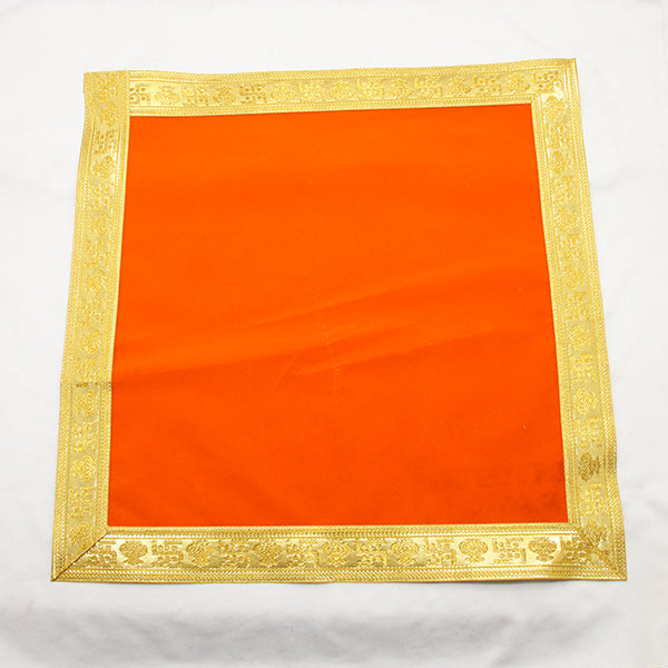 Asan Mat - 16 x 16 Inches | Aasan Mat/ Puja Mat for Deity/ Velvet with Jari Border