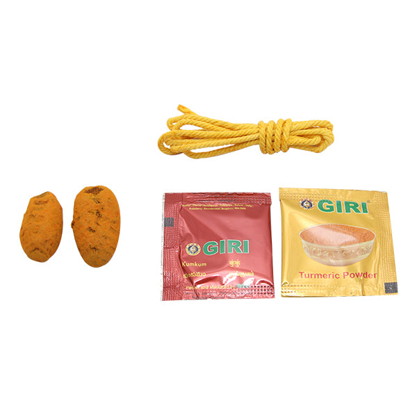 GiriAus Thirumangalya Set | Thamboola Pack for Pooja/ Turmeric/ Kumkum/ Yellow Thread/ Turmeric Finger