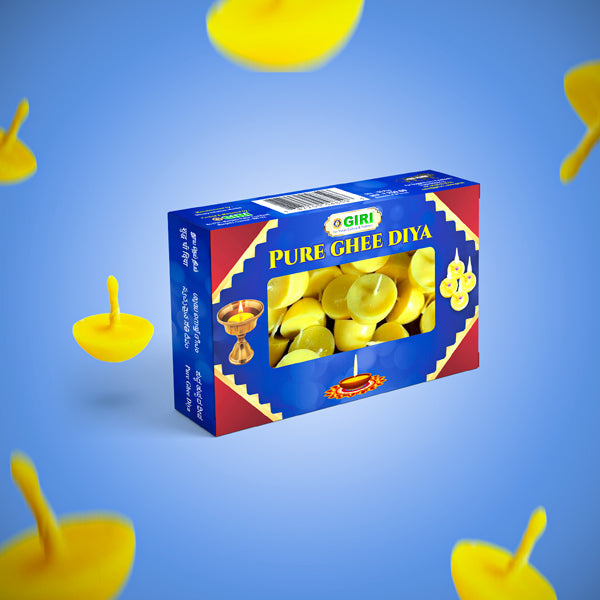 Giri Pure Ghee Diya - 50 Pcs | Ghee Wicks/ Diya Batti/ Ghee Ka Diya/ Jyot Batti/ Ghee Cotton Wicks