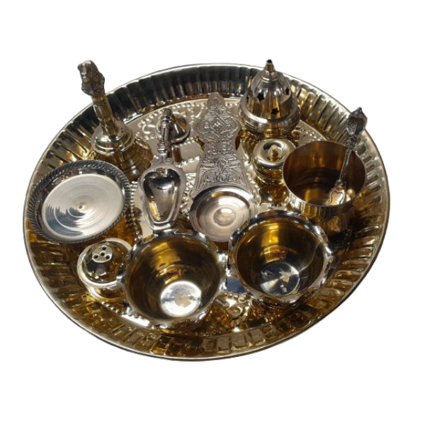 Brass Plate - 12 Inches | Thali Set for Pooja / 1.340 Gms Approx