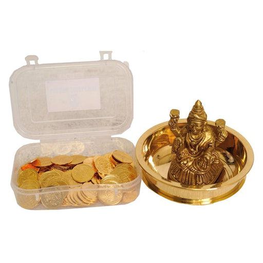 Brass Lakshmi Pooja Coins Box-108 Pcs