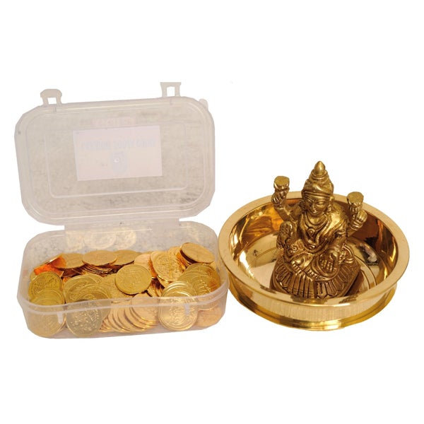Brass Lakshmi Pooja Coins Box-108 Pcs