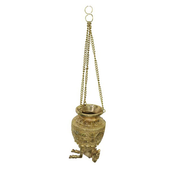 Brass Abhishek Loti with Chain | Jaladhari/ Jaldhara Patra for Abhisheka of Shiva Linga/ 1.380 Kgs Approx