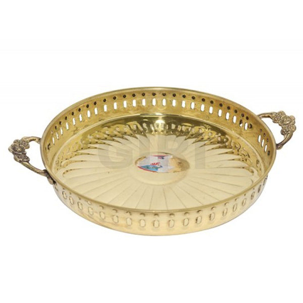 Brass Plate - 11 Inches | Khumcha Plate/ Pooja Plate for Home/ 425 Gms Approx