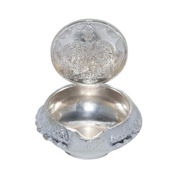 Silver Polish Lakshmi Kubera Lamp- 2 Inch | Vilakku for Home Decor/ Diya/ Deep/ 40 Grams