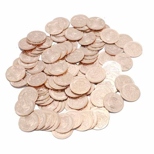 Copper Lakshmi Coins | Silver Polish Laxmi Coin Set/ 108 Pieces Pooja Coins with Box