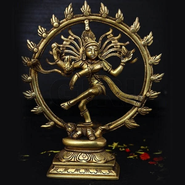 Brass Natraj - 12.7 Inches | Antique Finish Idol for Home & puja altar | 380 Gms approx | Natrajar statue