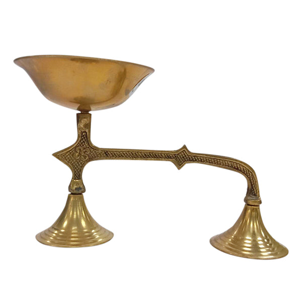 Brass Sambrani Burner - 5 Inches | Dhoop Dhani/ Dhoopkal with Wooden Handle for Home/ 190 Gms Approx