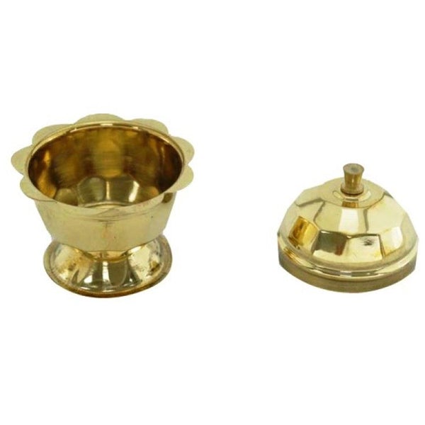 Brass Kumkum Pot Ruby