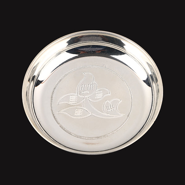 White Metal Plate - 5 Inches | Pooja Plate/ Thali Plate for Home/ 80 Gms Approx