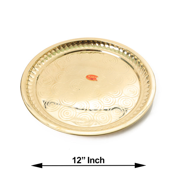 Brass Plate - 13 Inches | Pooja Thali/ Puja Plate for Home/ 400 Gms Approx