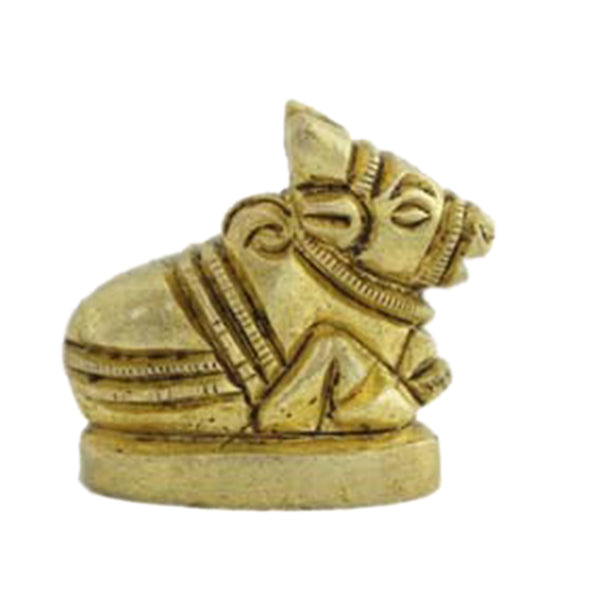 Brass Nandi - 1 Inch | Showpiece/ Antique Finish Nandhi Statue for Home/ 40 Gms Approx