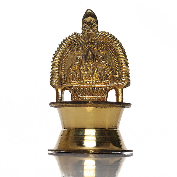 Brass Kamakshi Lamp - 5 Inches | Gold Polish Deep for Pooja/ Vilakku/ Kamatchi Diya/ 160 Gms Approx