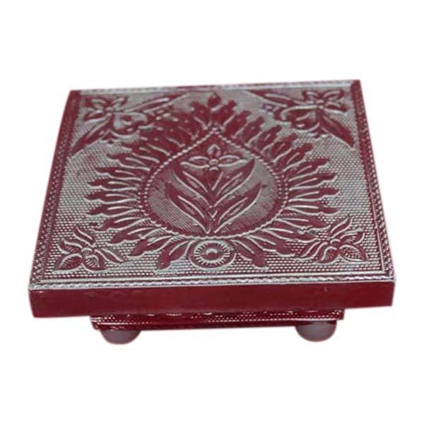 Silver/ Gold Finish Bajot - 1.5 x 4 x 4 Inches | Patla/ Pooja Asan/ Manaikatti/ Sitting Table