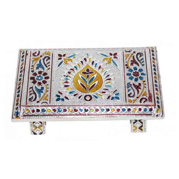 Silver/ Gold Finish Patla - 2.5 x 8 x 5 Inches | Pooja Asan/ Manaikatti/ Bajot for Home