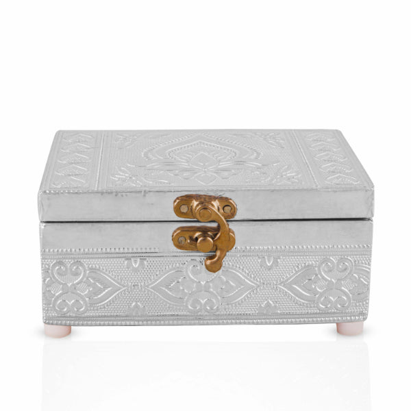 Silver/ Gold Finish Pooja Box - 6 x 4 Inches | Gift Box/ Storage Box/ Jewellery Box for Home