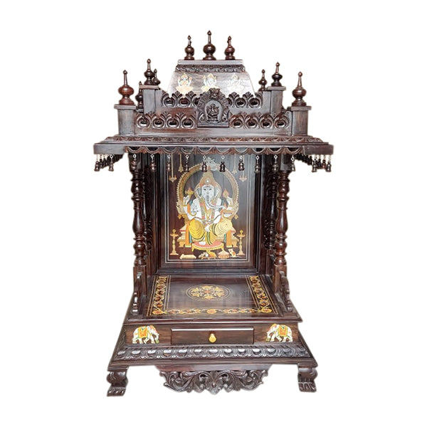 Puja Mandapam - 27.5 x 19.6 x 43.3 Inches | Wooden Material/ Puja Stand/ Puja Mandir for Home