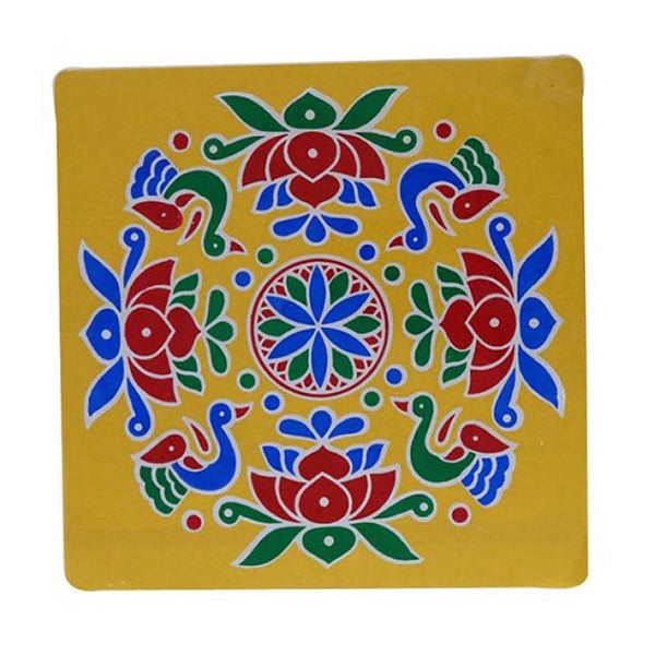 Kolam Sticker - 15 x 15 Inches | 2 Pcs/ Rangoli Sticker for Puja Room Decor/ Assorted Design & Colour