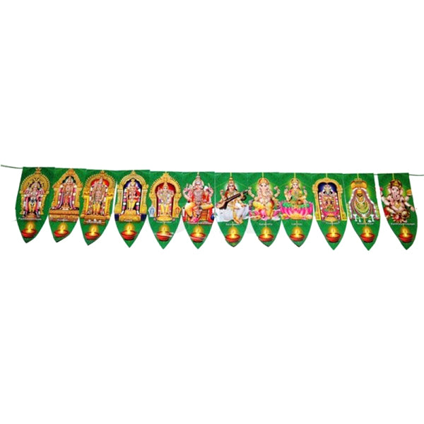 Thoranam | Mango Leaf with God Design Toran for Home & Puja Decor/ Green Colour