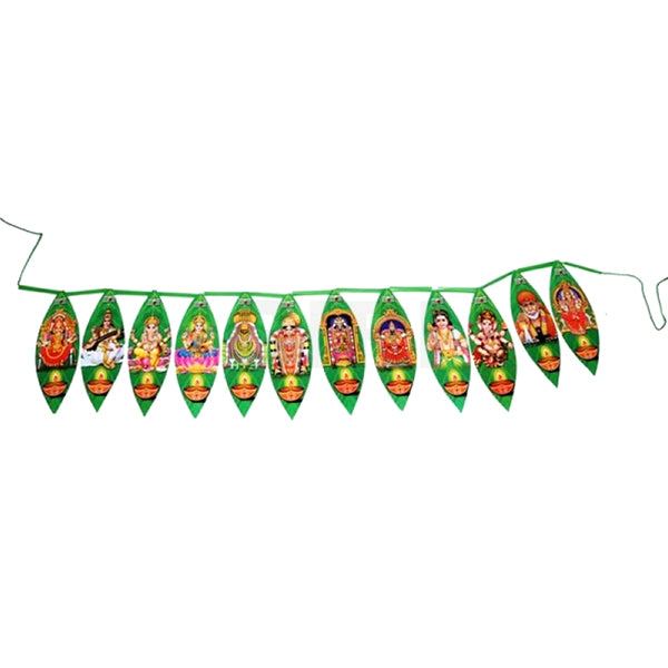 Thoranam - 5.5 x 27 Inches | Plastic Material/ Bandhanwar/ Green Leaf Toran for Puja Decor