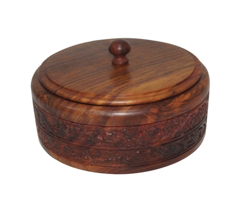 Chapati Box Carved Round 9 Inch