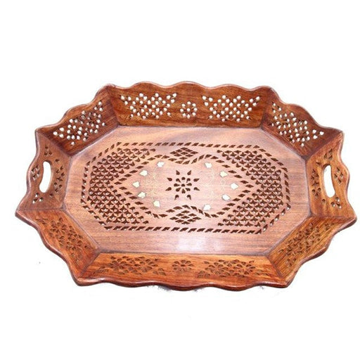 Service/Fruit Tray Jali/Brass Work Oval 15*10 Inch